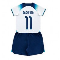 Koszulka piłkarska Anglia Marcus Rashford #11 Strój Domowy dla dzieci MŚ 2022 tanio Krótki Rękaw (+ Krótkie spodenki)